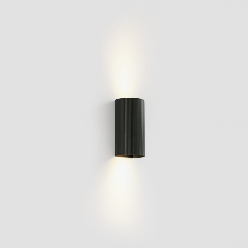 FARO 40543 - Applique SOLE 2xGU10/8W/230V nero ondulato arrotondato