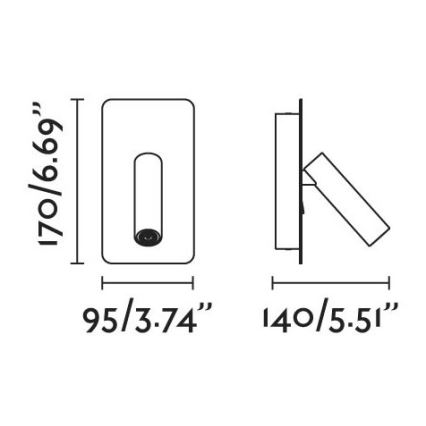 FARO 62116 - Faretto LED da muro  SUAU LED/3W/230V USB nero