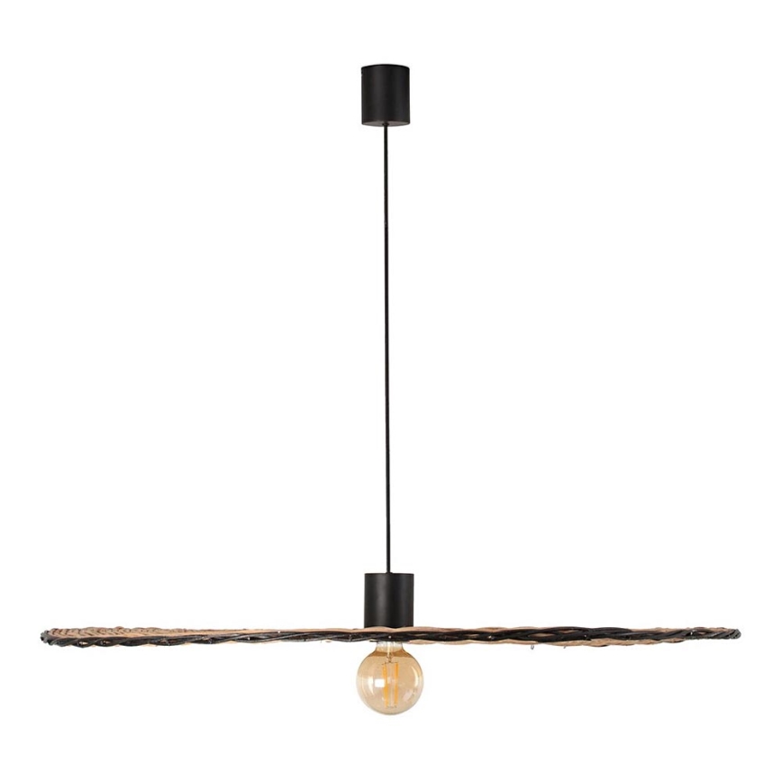 FARO 68590-70 - Lampadario su corda COSTAS 1xE27/15W/230V d. 100 cm nero/rattan