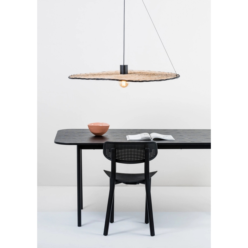 FARO 68590-70 - Lampadario su corda COSTAS 1xE27/15W/230V d. 100 cm nero/rattan
