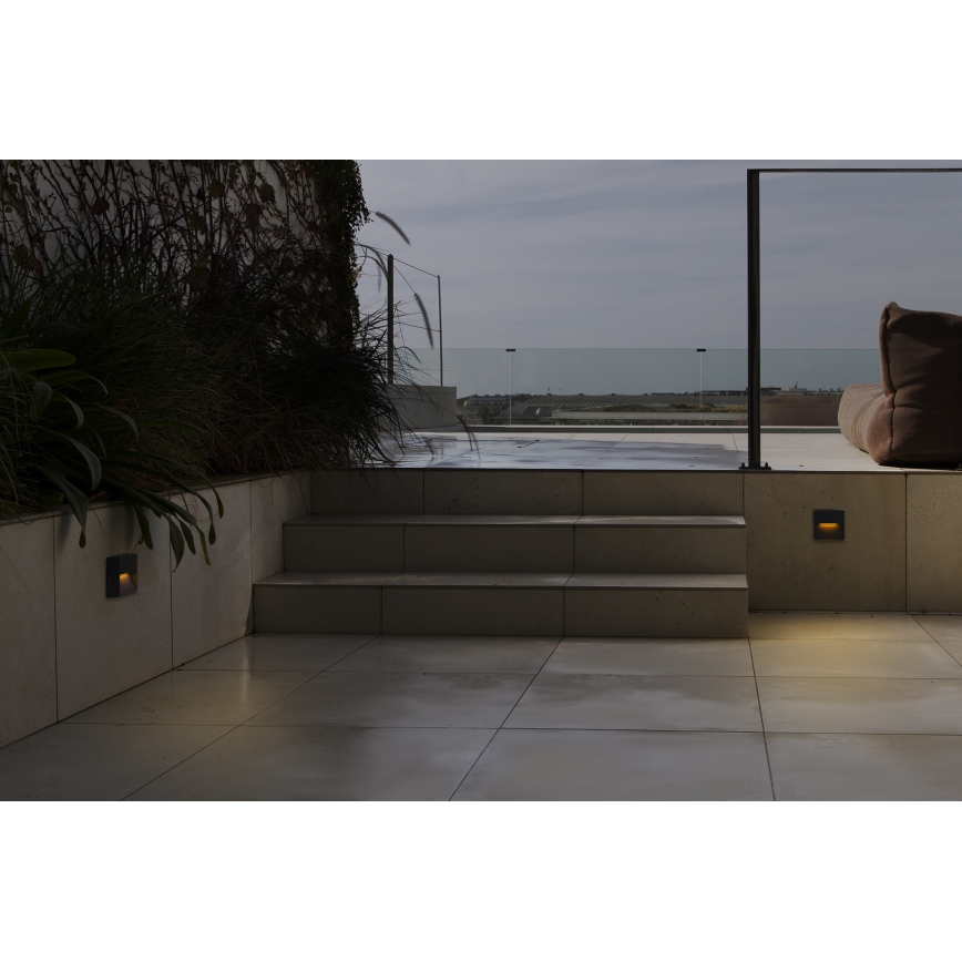 FARO 71963 - Lampada a LED per scale DUNE LED/3W/230V 2200/2700/3200/4000K IP65 antracite quadrata