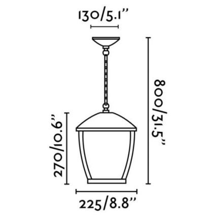 FARO 75002 - Lampadario da esterno a sospensione con catena WILMA 1xE27/100W/230V IP44