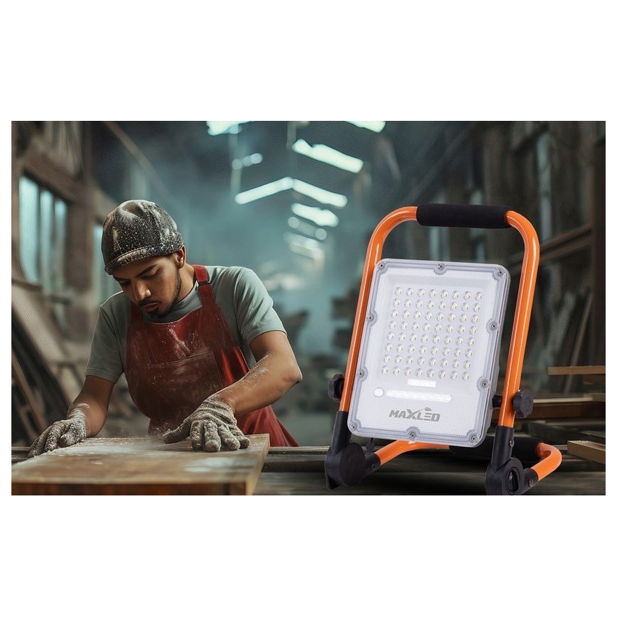 Proiettore LED ricaricabile dimmerabile con stativo LED/100W/3,2V 4500K 10000 mAh IP65 arancione