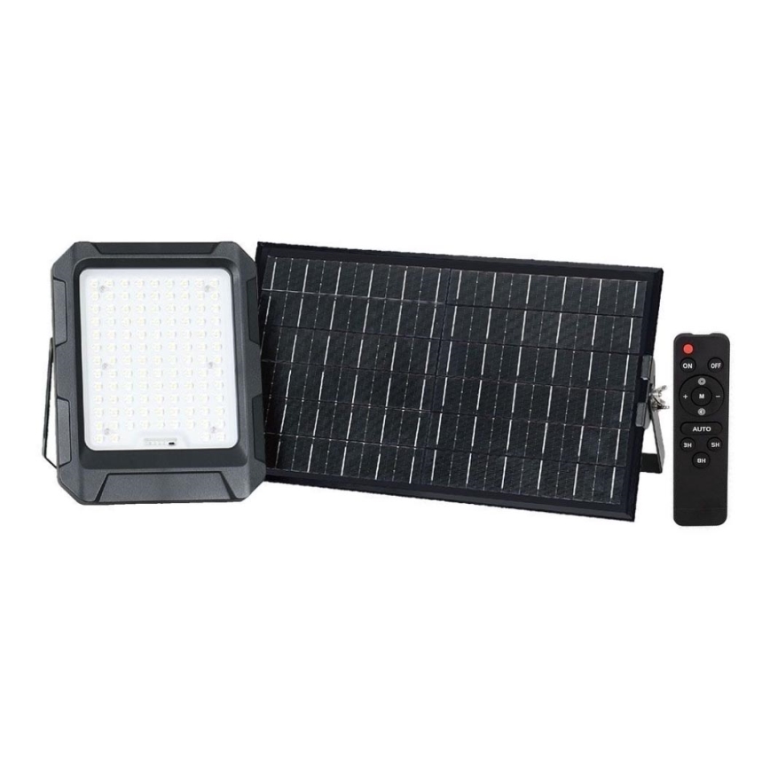 Faro LED solare LED/15W/3,7V IP65 4000K 12000 mAh nero + telecomando