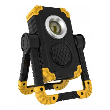 Faro ricaricabile LED con altoparlante e funzione power bank LED/10W/5V 4400 mAh IP44 nero/giallo