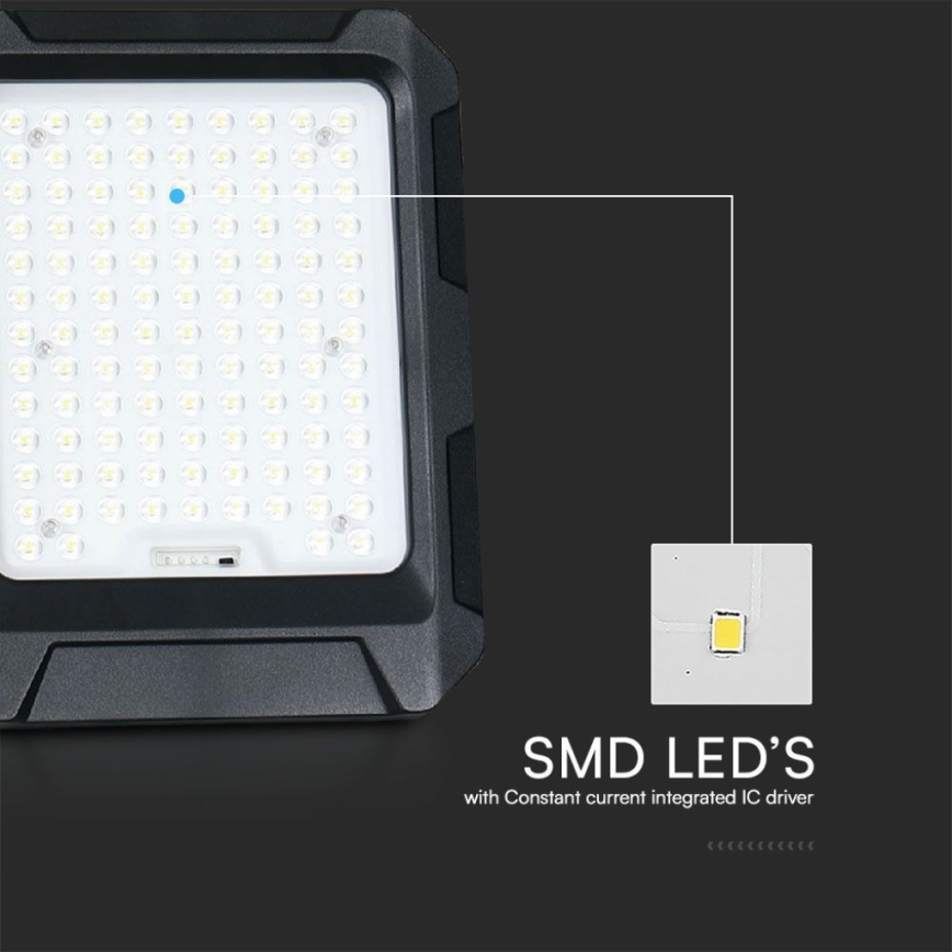 Proiettore solare a LED/15W/3,7V IP65 4000K 12000 mAh nero + telecomando