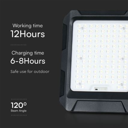 Proiettore solare a LED/15W/3,7V IP65 4000K 12000 mAh nero + telecomando