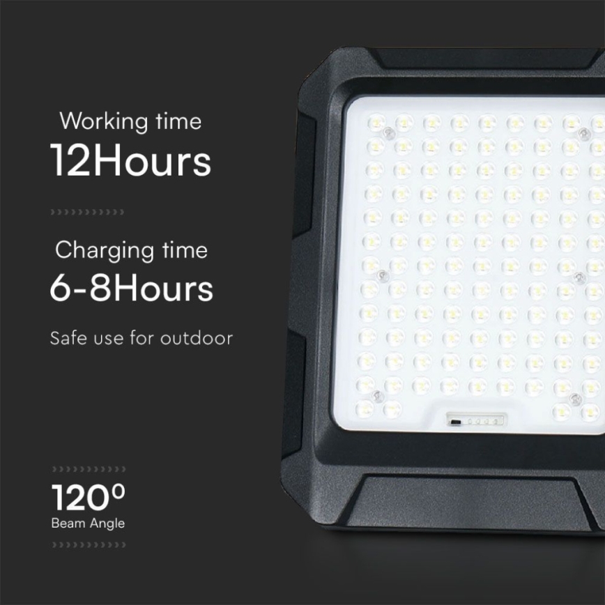 Proiettore solare a LED/15W/3,7V IP65 4000K 12000 mAh nero + telecomando