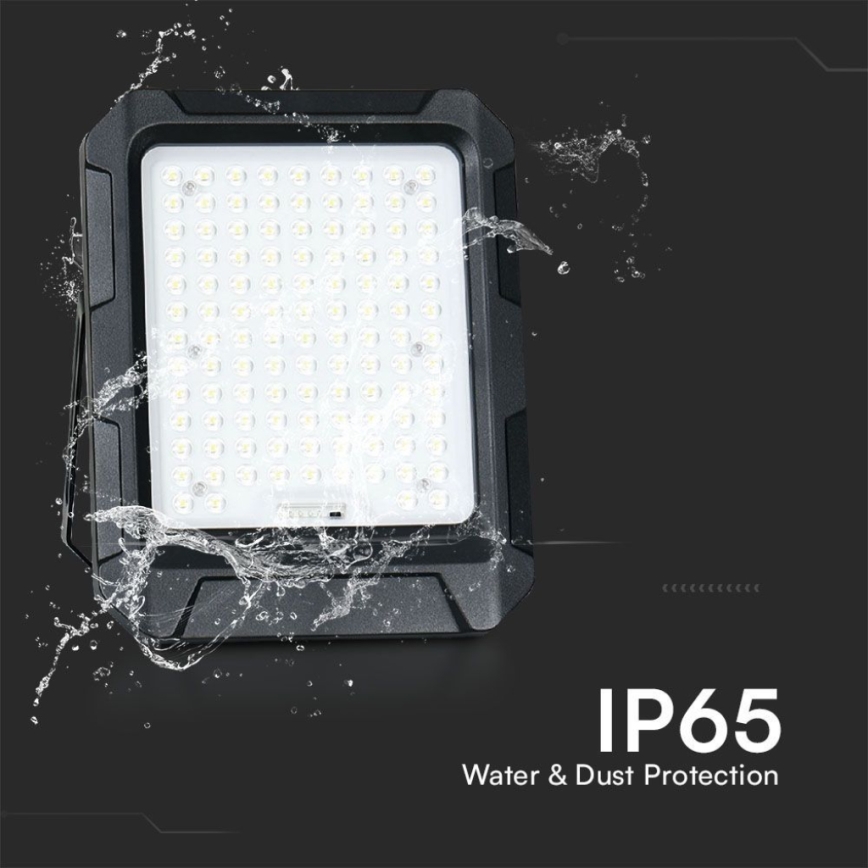 Proiettore solare a LED/15W/3,7V IP65 4000K 12000 mAh nero + telecomando