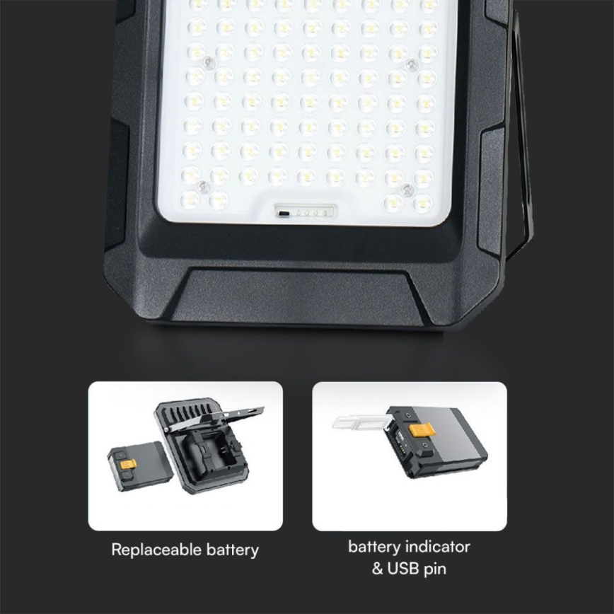 Proiettore solare a LED/15W/3,7V IP65 4000K 12000 mAh nero + telecomando