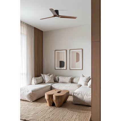 FARO 33839WT-1TW - Ventilatore da soffitto dimmerabile a LED HEYWOOD TUB L LED/10W/230V 2700/4000/6000K pino/nero diam. 132 cm Wi-Fi Tuya + telecomando