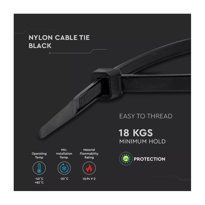 Fascia pieghevole plastica 3,5x200mm 100pcs nera