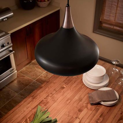 Feiss - Lampadario sospeso su cavo BESO 1xE27/60W/230V diam. 25,4 cm nero/rame