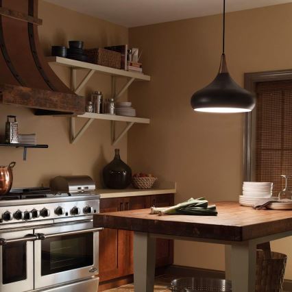Feiss - Lampadario sospeso su cavo BESO 1xE27/60W/230V diam. 25,4 cm nero/rame