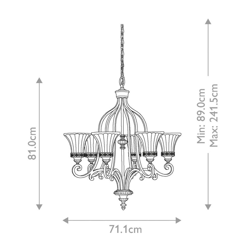 Feiss - Lampadario a sospensione con catena DRAWING ROOM 6xE27/60W/230V