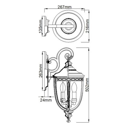 Feiss - Applique da esterno ENGLISH BRIDLE 3xE14/60W/230V IP44
