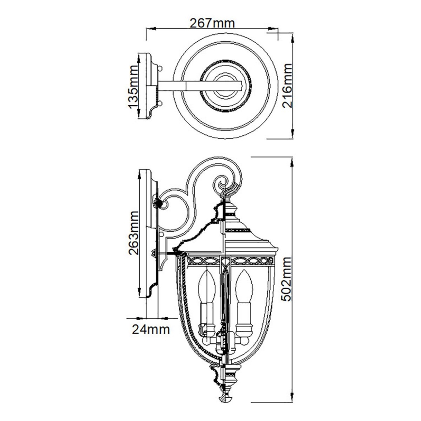 Feiss - Applique da esterno ENGLISH BRIDLE 3xE14/60W/230V IP44