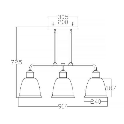 Feiss - Lampadario a sospensione con supporto rigido HOBSON 3xE27/60W/230V