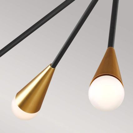 Feiss - Lampadario a sospensione con supporto rigido LED JAX 10xG9/3W/230V nero/oro