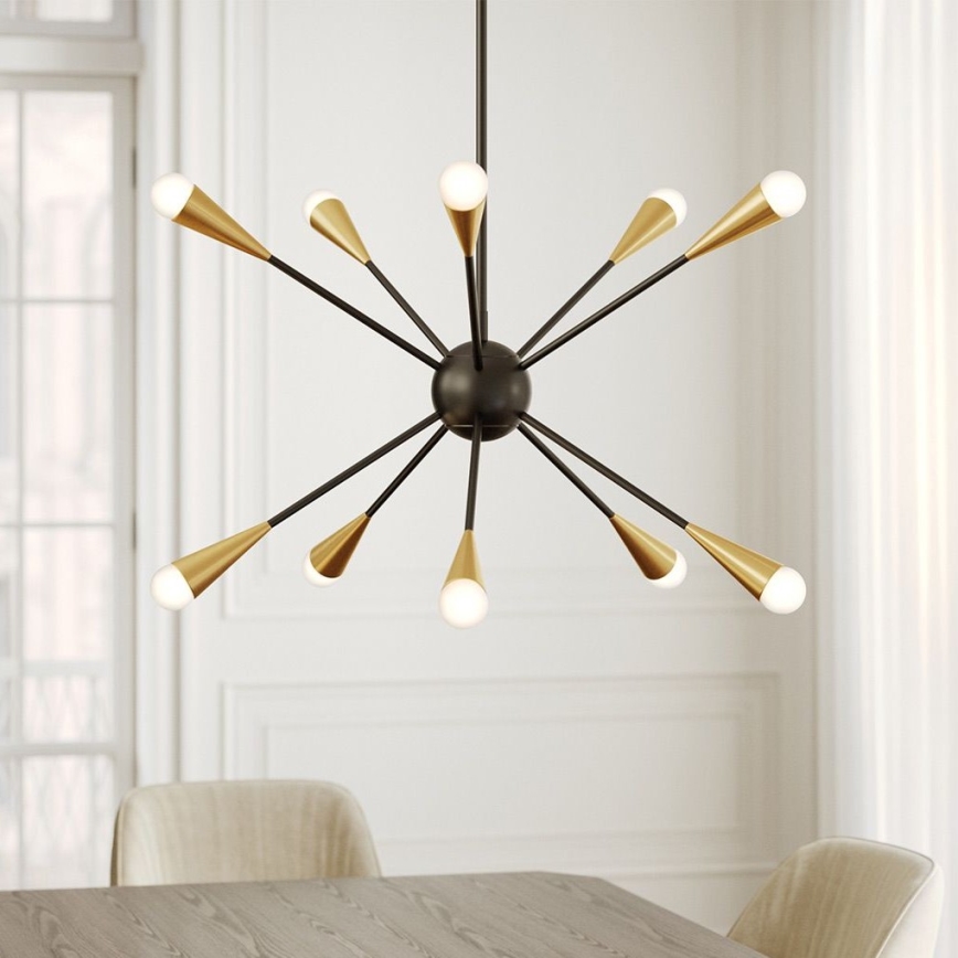 Feiss - Lampadario a sospensione con supporto rigido LED JAX 10xG9/3W/230V nero/oro