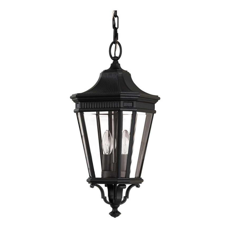 Feiss - Lampadario da esterno a sospensione con catena COTSWOLD LANE 2xE14/60W/230V nero