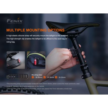 Fenix BC05RV20 - Torcia LED ricaricabile per bicicletta LED/USB IP66 15 lm 120 ore