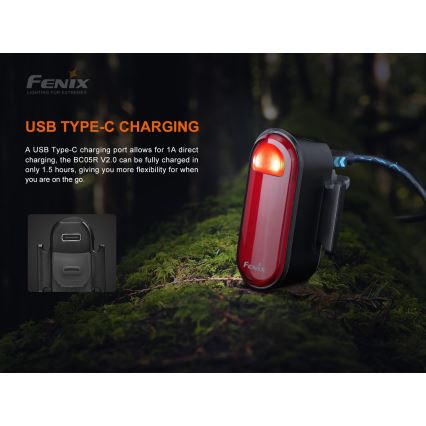 Fenix BC05RV20 - Torcia LED ricaricabile per bicicletta LED/USB IP66 15 lm 120 ore