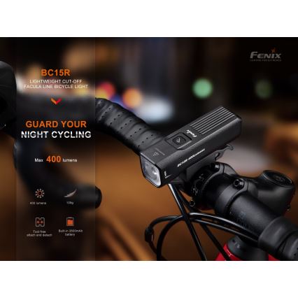 Fenix BC15R - LED Luce per bicicletta ricaricabile e dimmerabile LED/USB IP66 400 lucente 31,5 h 2600 mAh