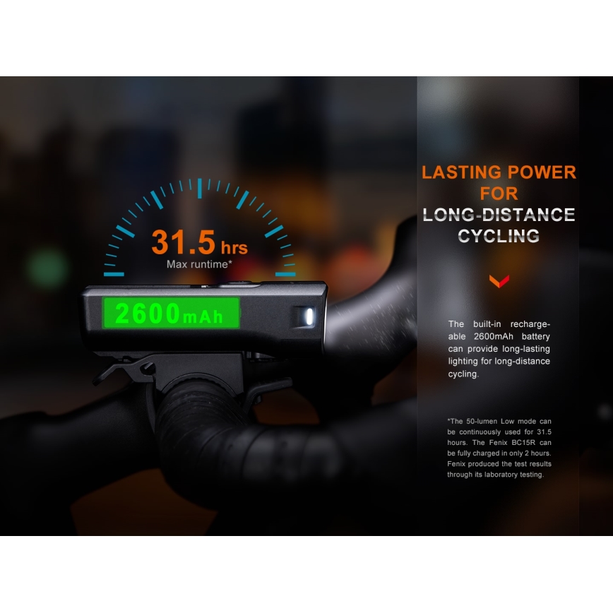Fenix BC15R - LED Luce per bicicletta ricaricabile e dimmerabile LED/USB IP66 400 lucente 31,5 h 2600 mAh
