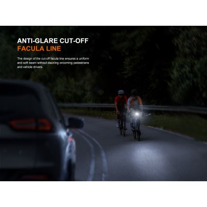 Fenix BC22R - Luce anteriore ricaricabile per bicicletta a LED dimmerabile, ricarica USB, 3400 mAh, IP66, 1400 lm, 41 h, nera