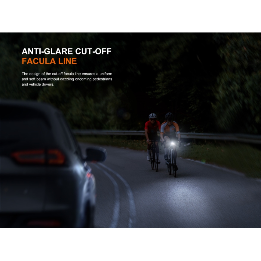 Fenix BC22R - Luce anteriore ricaricabile per bicicletta a LED dimmerabile, ricarica USB, 3400 mAh, IP66, 1400 lm, 41 h, nera