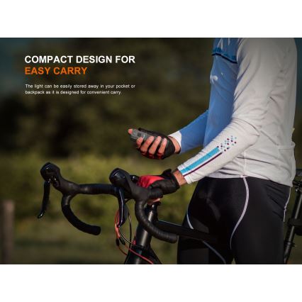 Fenix BC22R - Luce anteriore ricaricabile per bicicletta a LED dimmerabile, ricarica USB, 3400 mAh, IP66, 1400 lm, 41 h, nera