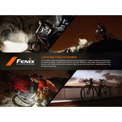 Fenix BC22R - Luce anteriore ricaricabile per bicicletta a LED dimmerabile, ricarica USB, 3400 mAh, IP66, 1400 lm, 41 h, nera