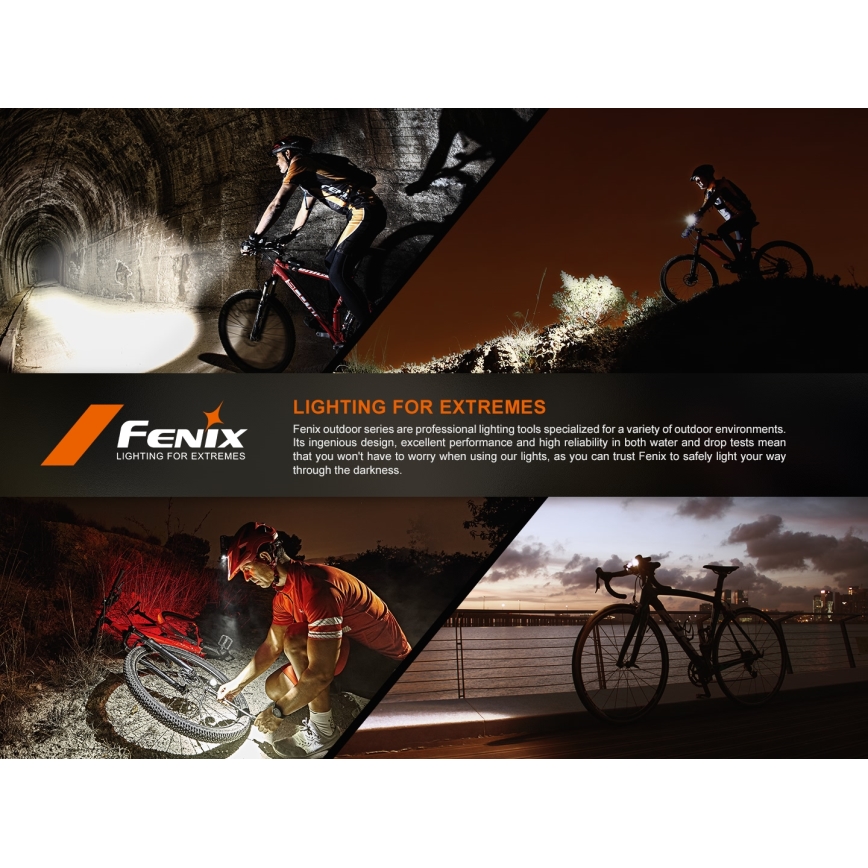Fenix BC22R - Luce anteriore ricaricabile per bicicletta a LED dimmerabile, ricarica USB, 3400 mAh, IP66, 1400 lm, 41 h, nera