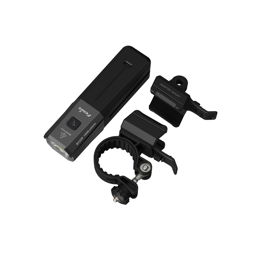 Fenix BC22R - Luce anteriore ricaricabile per bicicletta a LED dimmerabile, ricarica USB, 3400 mAh, IP66, 1400 lm, 41 h, nera