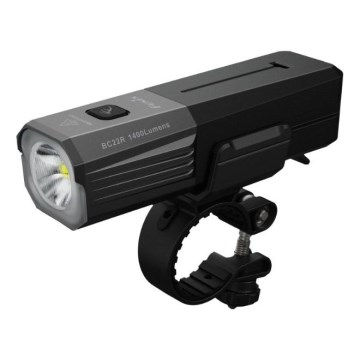 Fenix BC22R - Luce anteriore ricaricabile per bicicletta a LED dimmerabile, ricarica USB, 3400 mAh, IP66, 1400 lm, 41 h, nera