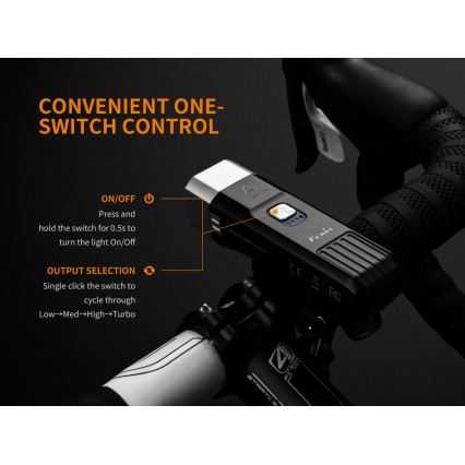 Fenix BC25R - Torcia per bici LED ricaricabile LED/USB IP66