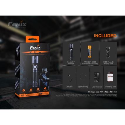 Fenix C7 - Torcia ricaricabile dimmerabile a LED/1x21700 IP68 3000 lm 68 h