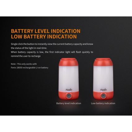 Fenix CL26RRED - LED Dimmerabile portatile ricaricabile lampada LED/USB/2xCR123A IP66 400 lm 400 h 2600 mAh arancione