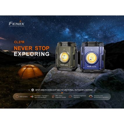 Fenix CL27RGRE - Luce LED dimmerabile ricaricabile LED/USB IP66 1600 brillantezza 285 h