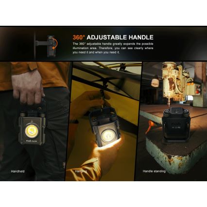 Fenix CL27RGRE - Luce LED dimmerabile ricaricabile LED/USB IP66 1600 brillantezza 285 h
