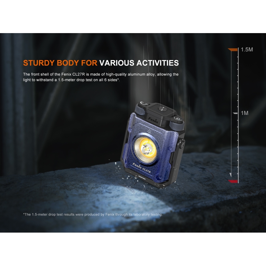 Fenix CL27RGRE - Luce LED dimmerabile ricaricabile LED/USB IP66 1600 brillantezza 285 h