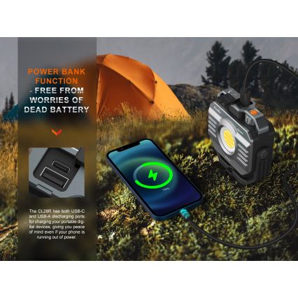 Fenix CL28R - Proiettore LED dimmerabile ricaricabile con power bank LED/USB IP66 2000 shiny 360 h 10000 mAh