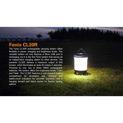 Fenix CL30R - Lampada portatile ricaricabile a LED LED/USB/6xCR123A IPX7 650 lm 300 h 2600 mAh