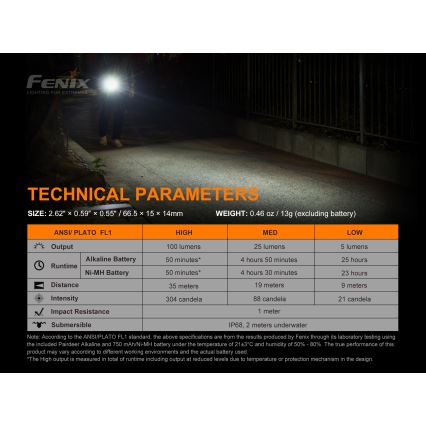 Fenix E01V20BLC - Torcia LED LED/1xAAA IP68