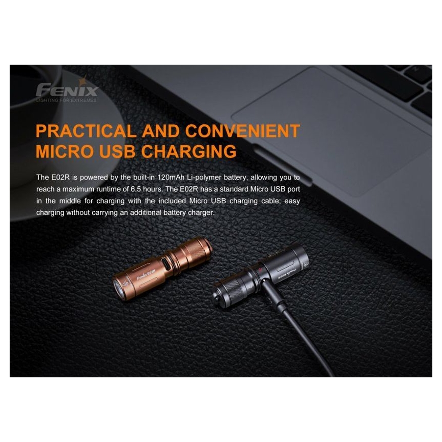 Fenix E02RBLC - LED Torcia ricaricabile LED/USB IP68 200 lm 6.5 h