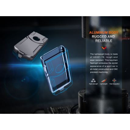 Fenix E03RV20GREY - Torcia LED ricaricabile LED/USB IP66 500 lucente 30 h 400 mAh