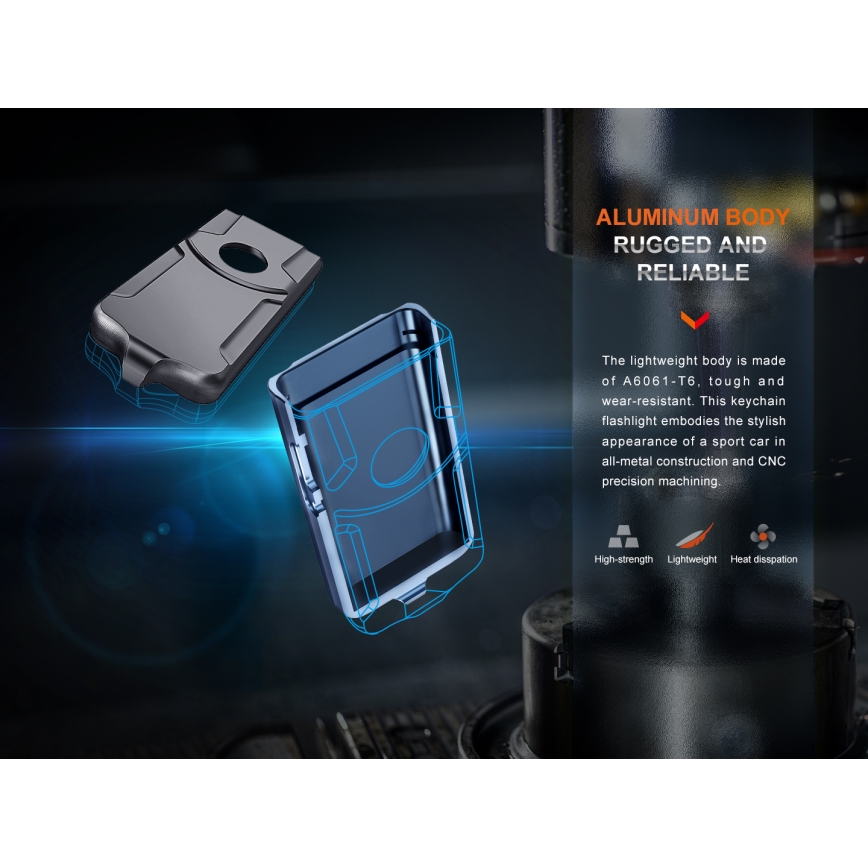 Fenix E03RV20GREY - Torcia LED ricaricabile LED/USB IP66 500 lucente 30 h 400 mAh