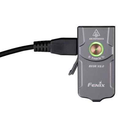 Fenix E03RV20GREY - Torcia LED ricaricabile LED/USB IP66 500 lucente 30 h 400 mAh