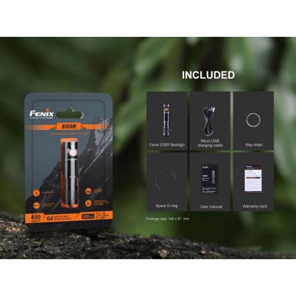 Fenix E05RBLC - Torcia LED ricaricabile LED/USB IP68